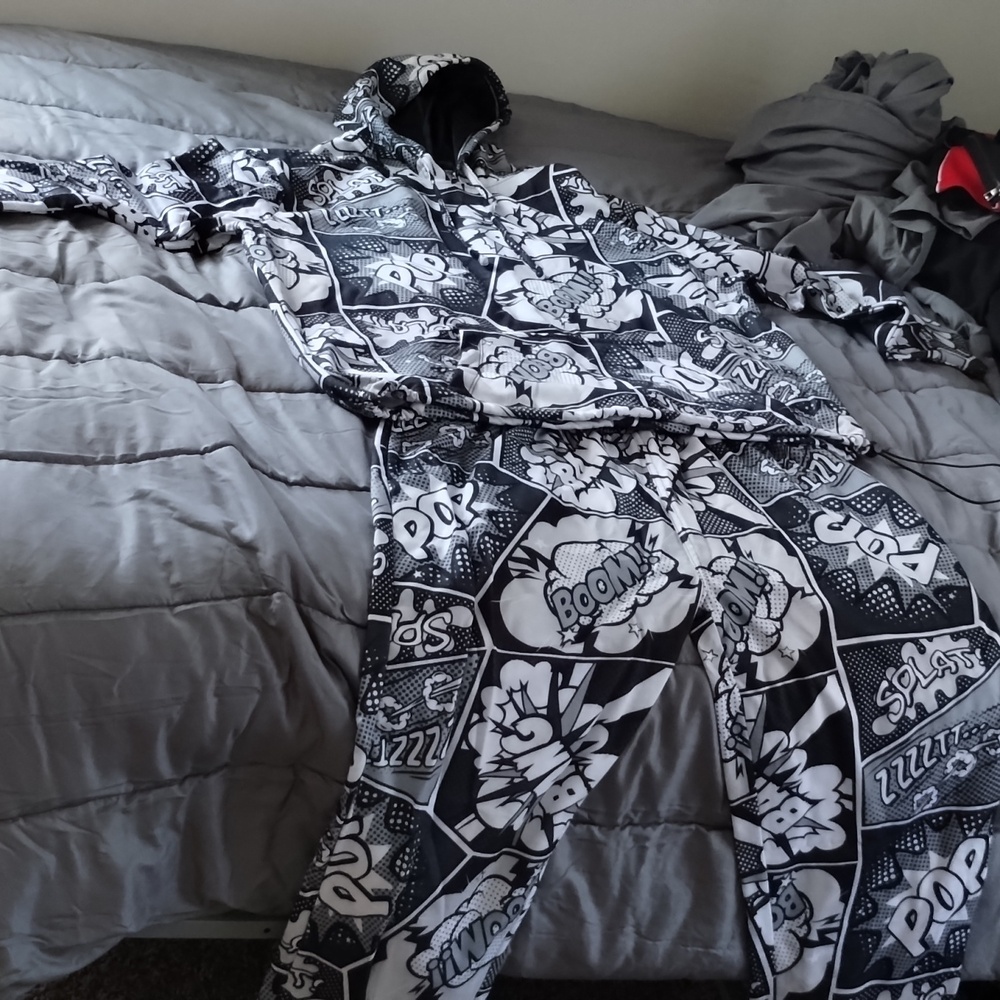 Comic book style sweat suit